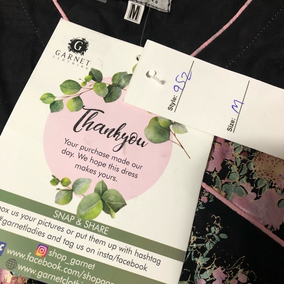 Garnet clothing NWT Floral Black and Pink Dress tassel high low cotton medium - Picture 3 of 12